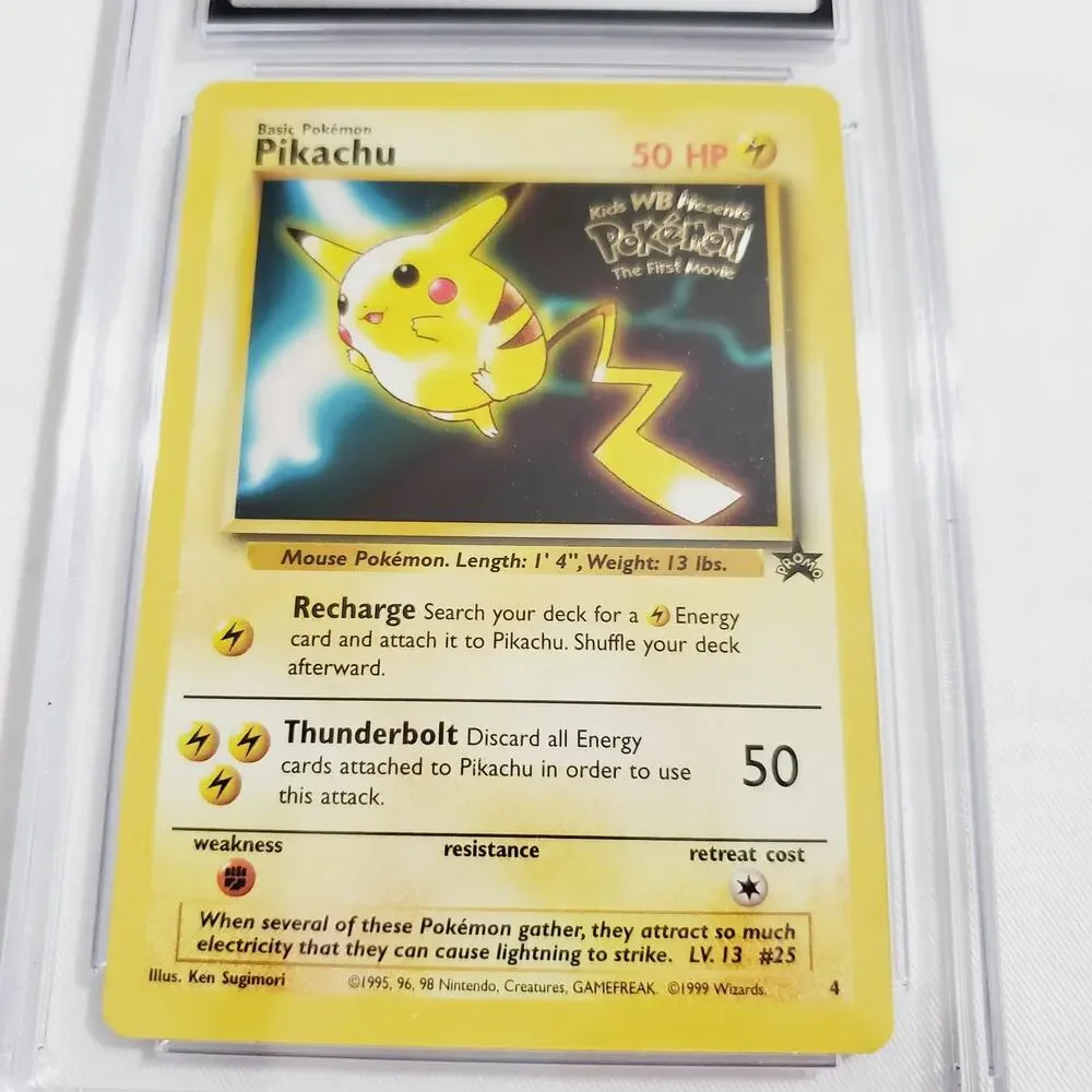 LNew-Vintage '99 Pikachu: Black Star Movie Promo Pokemon CGC Graded 8 EXMT+